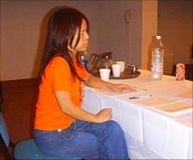Yuko watches scene rehearsal